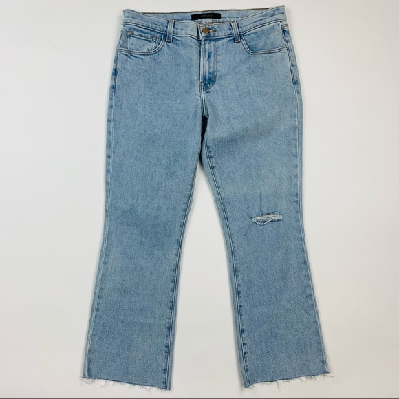 J Brand Selena Cropped Distressed Jeans Sz 28 - Picture 1 of 11